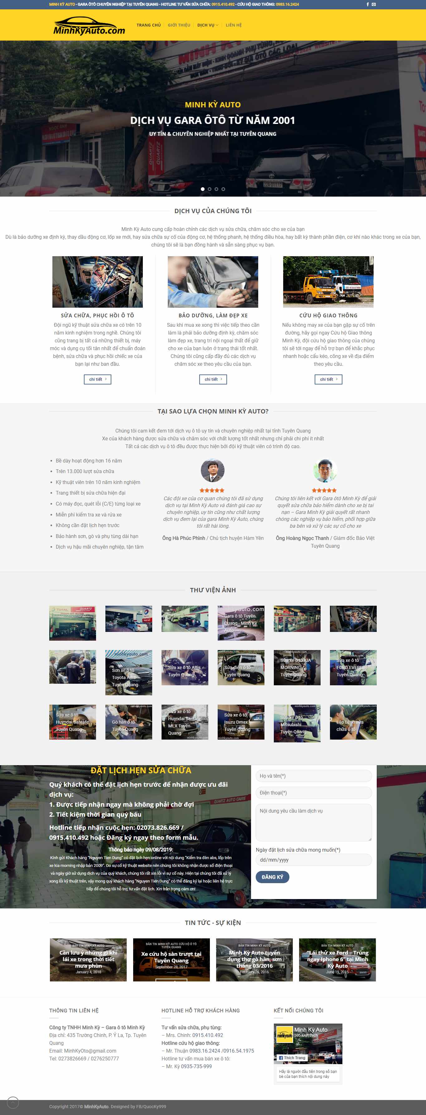 Thiết kế trang Web gara ô tô - minhkyauto.com