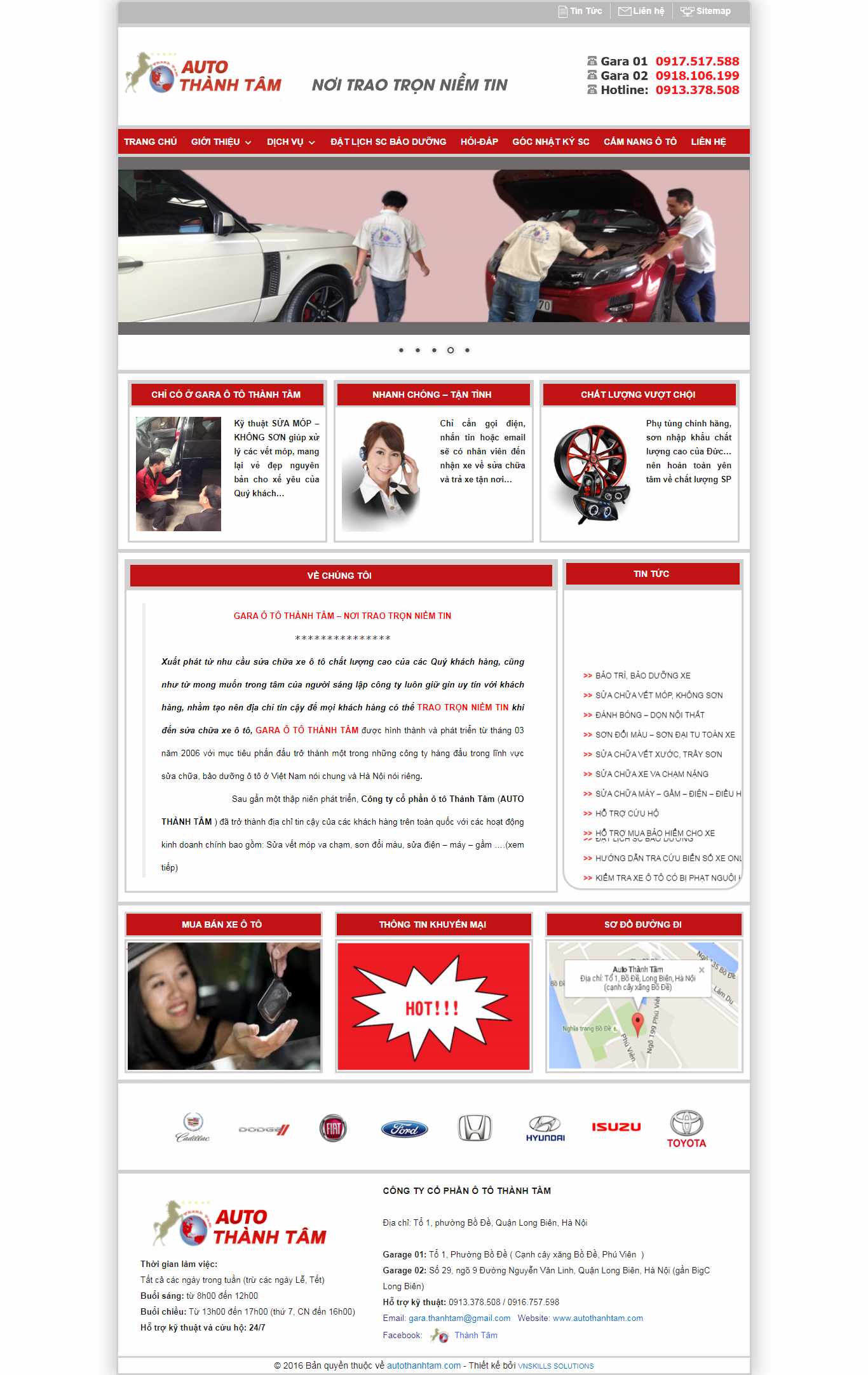 Thiết kế trang Web gara ô tô - autothanhtam.com