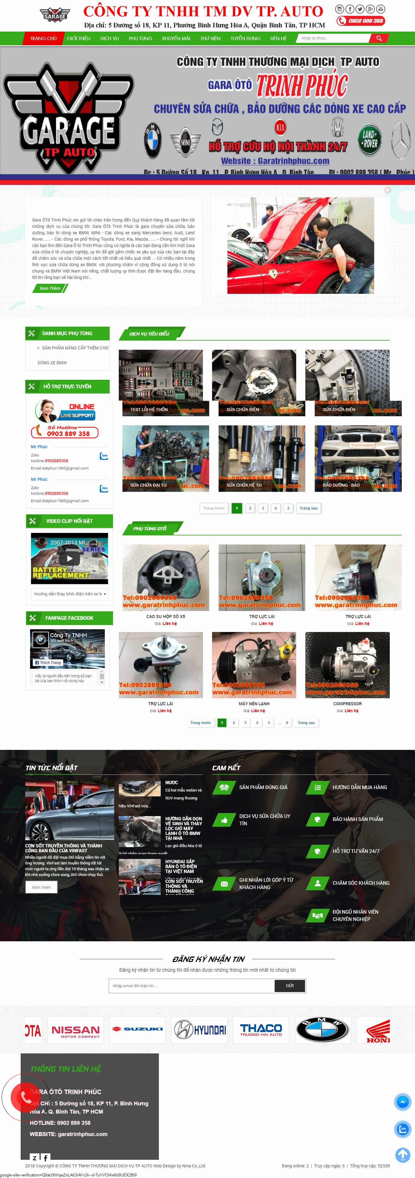Thiết kế trang Web gara ô tô - garatrinhphuc.com