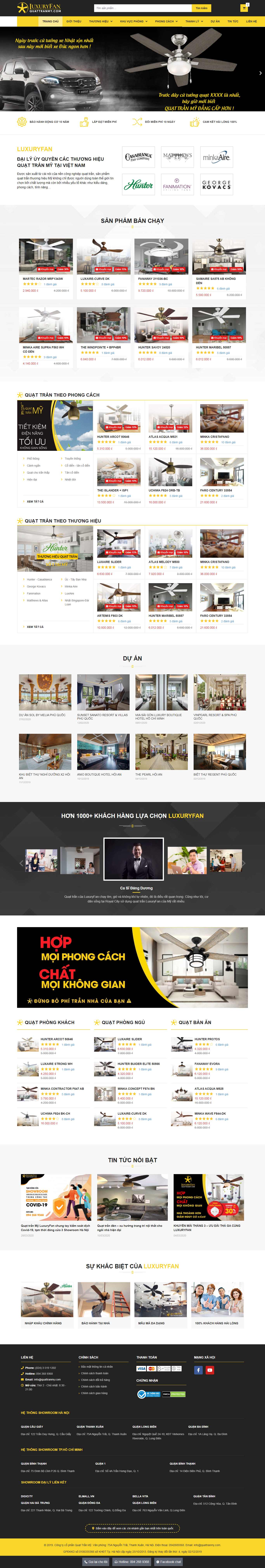 Thiết kế trang Web quạt trần - quattranmy.com