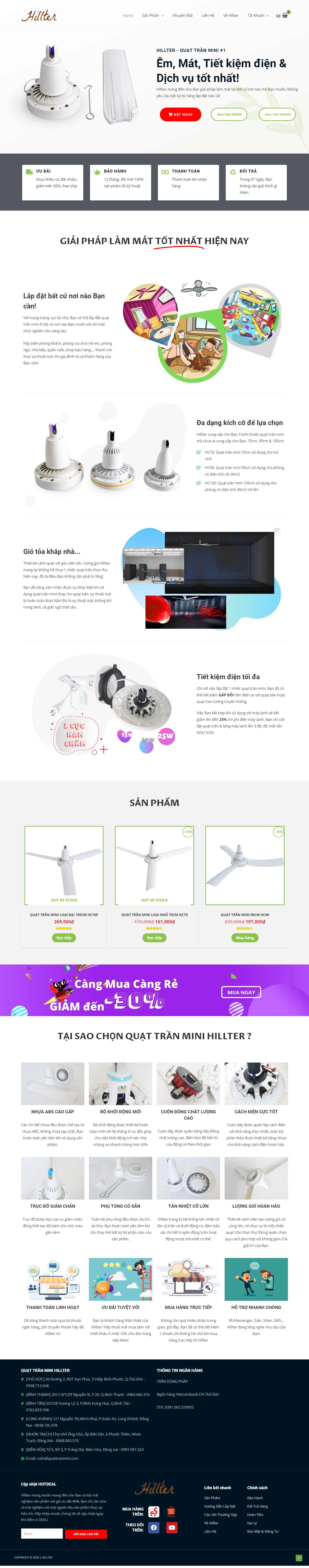 Thiết kế trang Web quạt trần - quattranmini.com