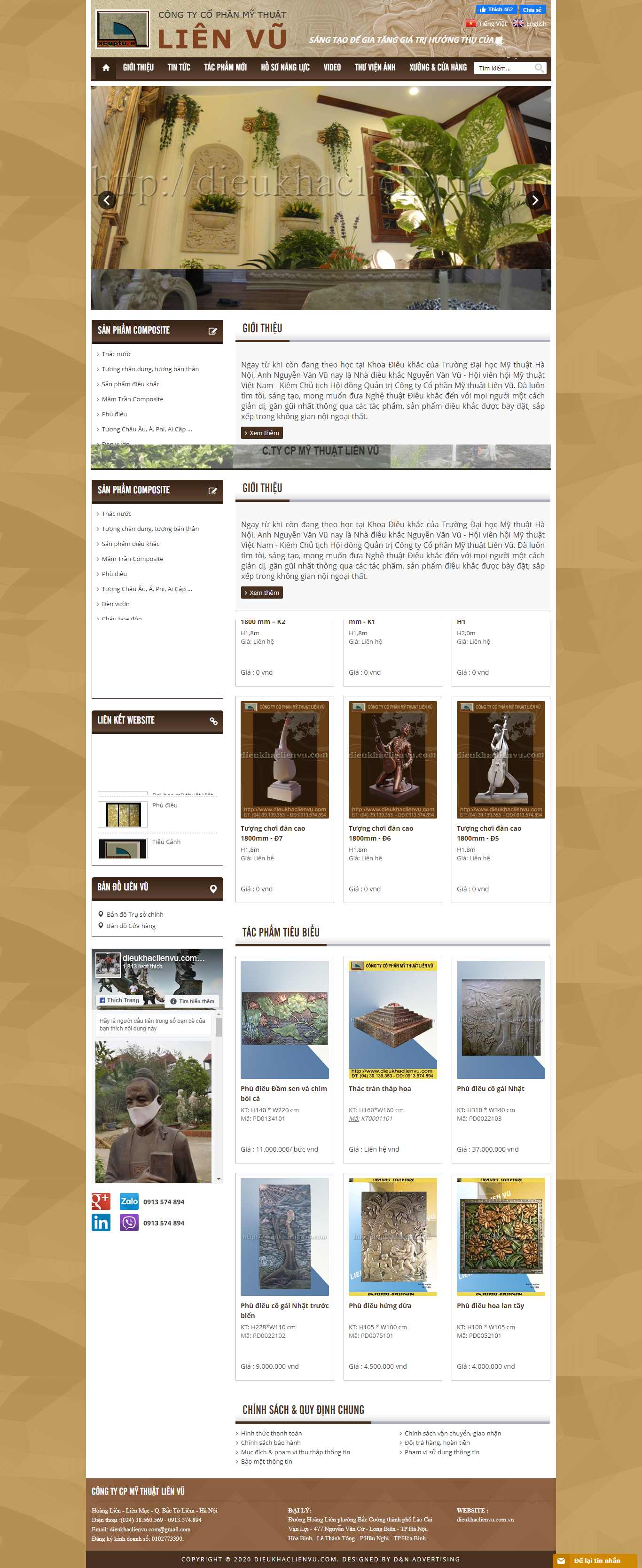 Thiết kế trang Web điêu khắc - dieukhaclienvu.com