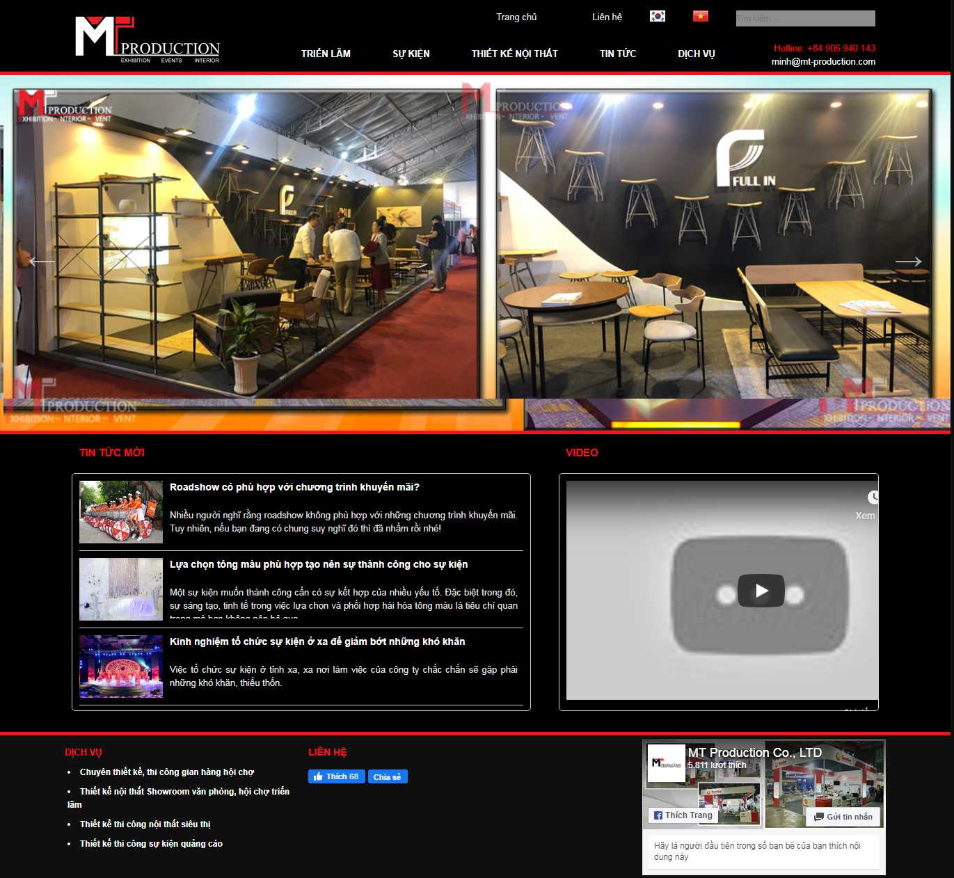 Thiết kế trang Web gian hàng - www.mt-production.vn