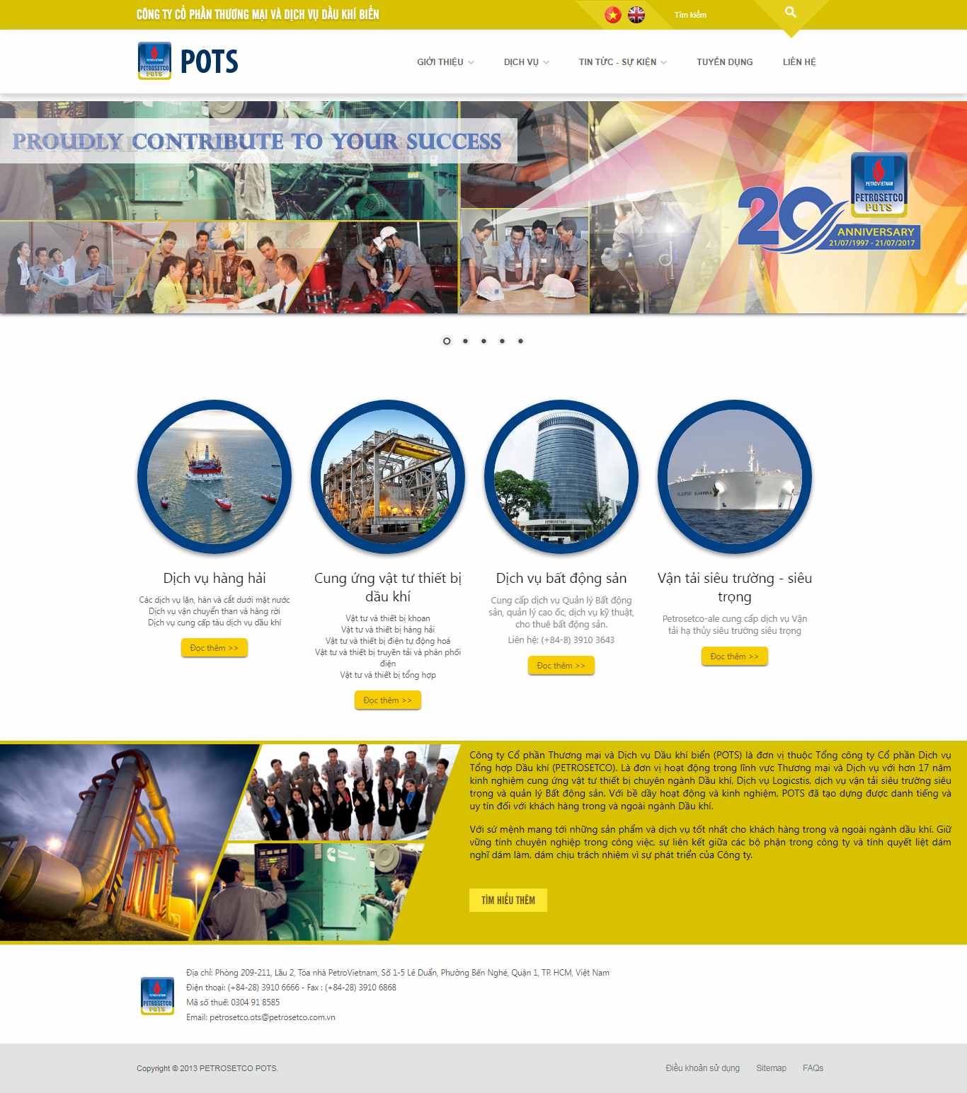 Thiết kế trang Web dầu khí - www.pots.com.vn