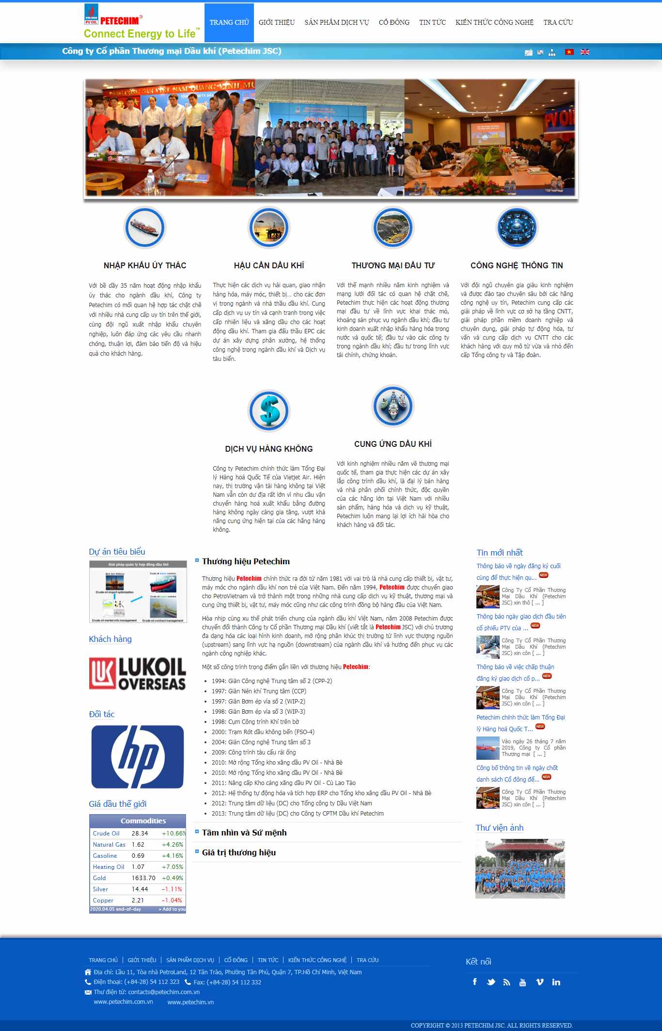 Thiết kế trang Web dầu khí - www.petechim.vn