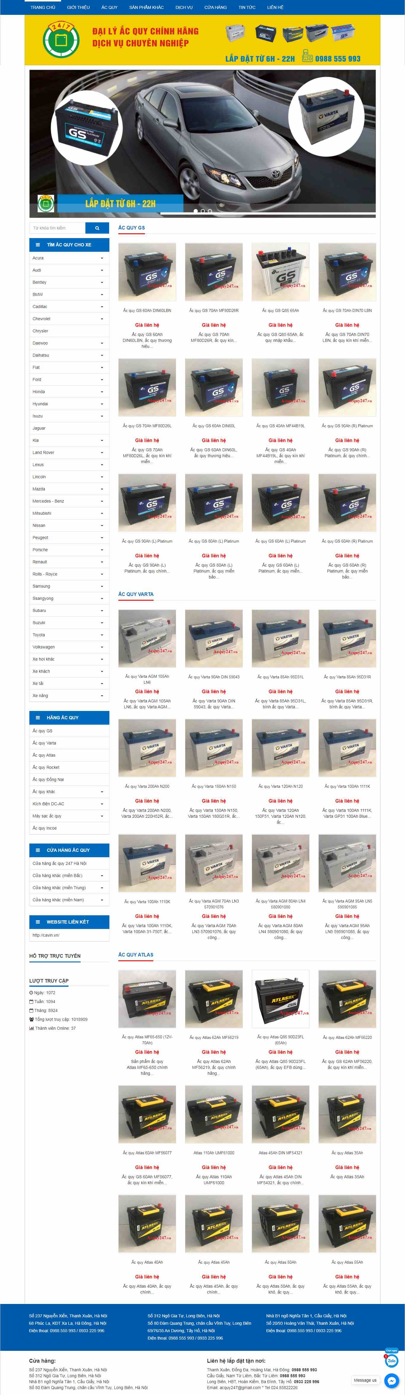 Thiết kế trang Web ắc quy - acquy247.vn