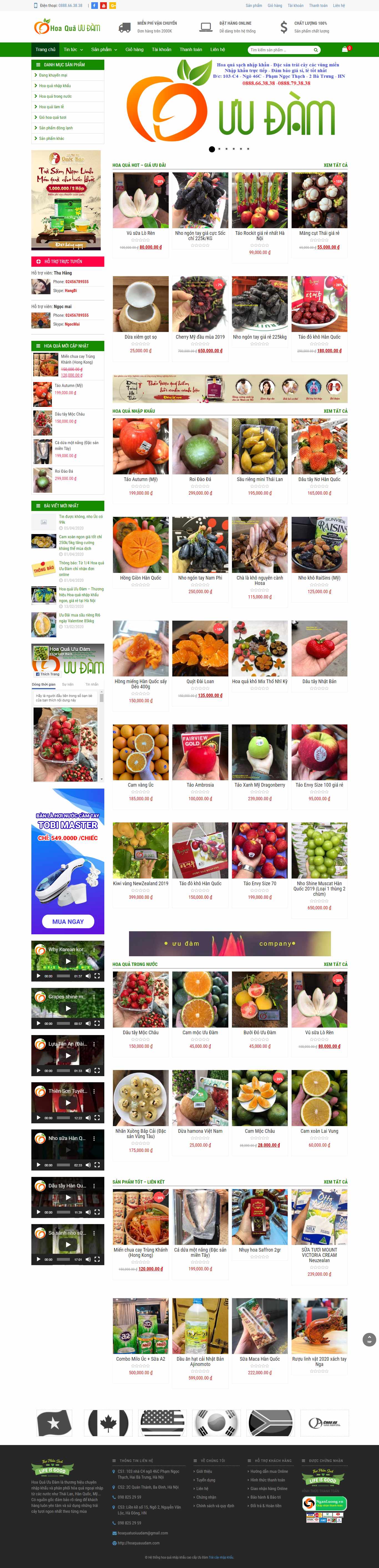 Thiết kế trang Web hoa quả sạch - hoaquauudam.com