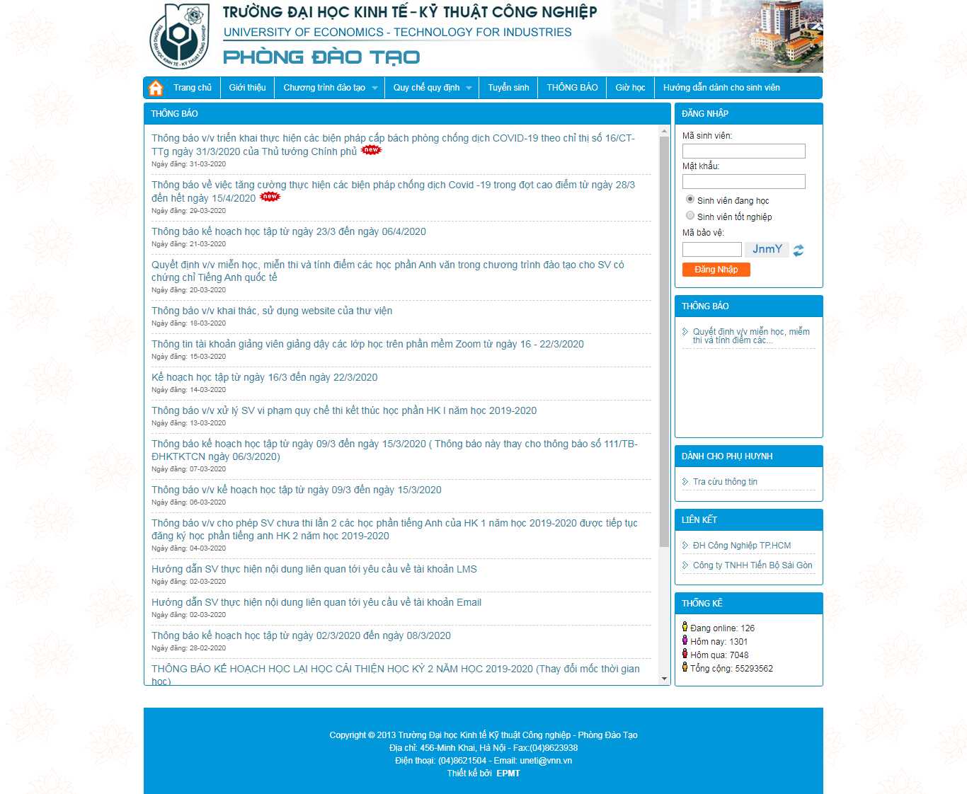 Thiết kế trang Web đào tạo - daotao.uneti.edu.vn
