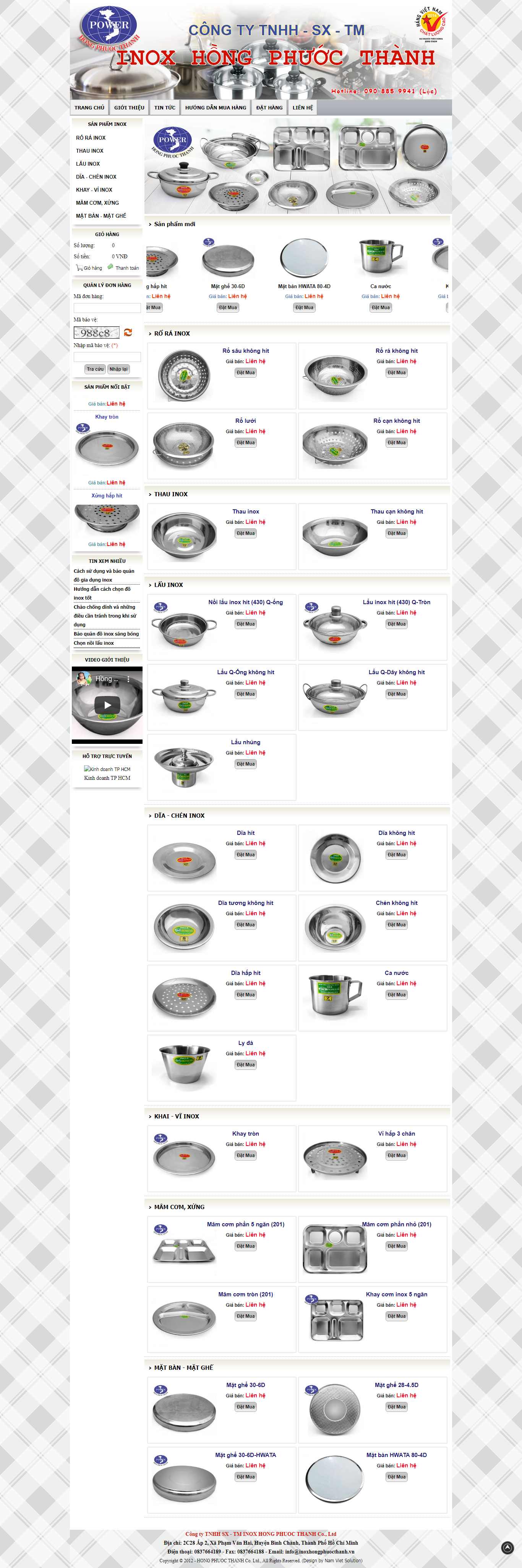 Thiết kế trang Web đồ dùng inox - inoxhongphuocthanh.vn