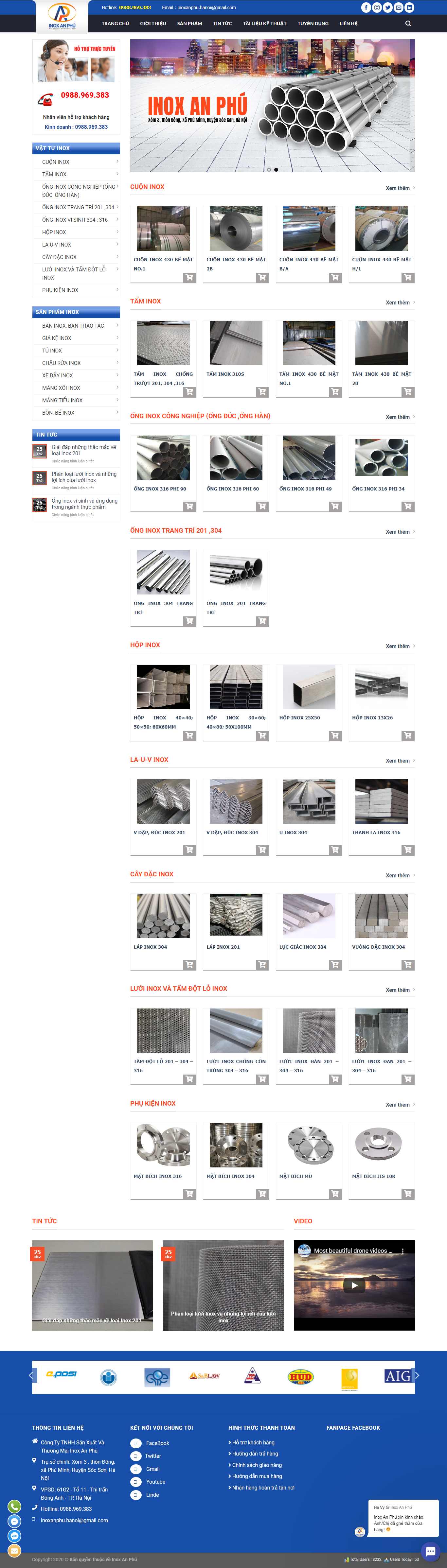 Thiết kế trang Web đồ dùng inox - inoxanphu.vn