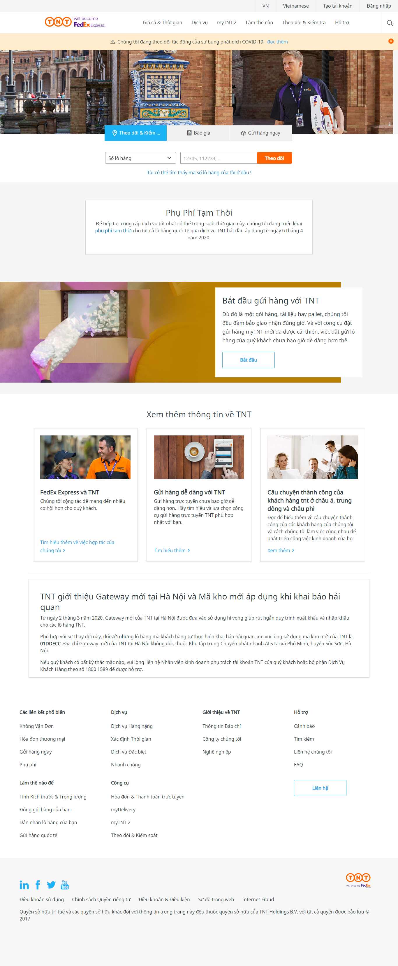 Thiết kế trang Web chuyển phát nhanh - www.tnt.com