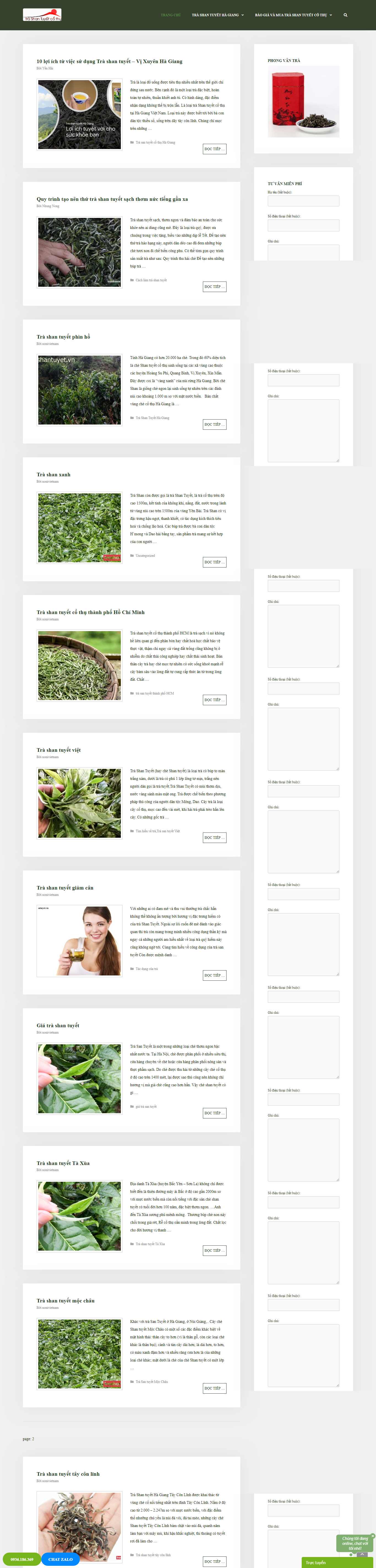 Thiết kế trang Web bán chè - trashantuyet.vn