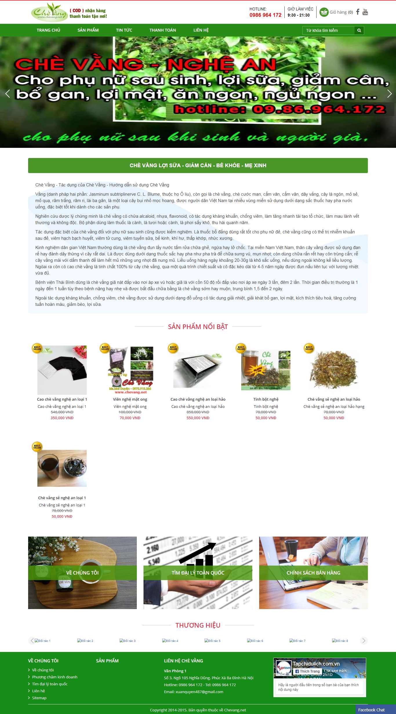 Thiết kế trang Web bán chè - www.chevang.net