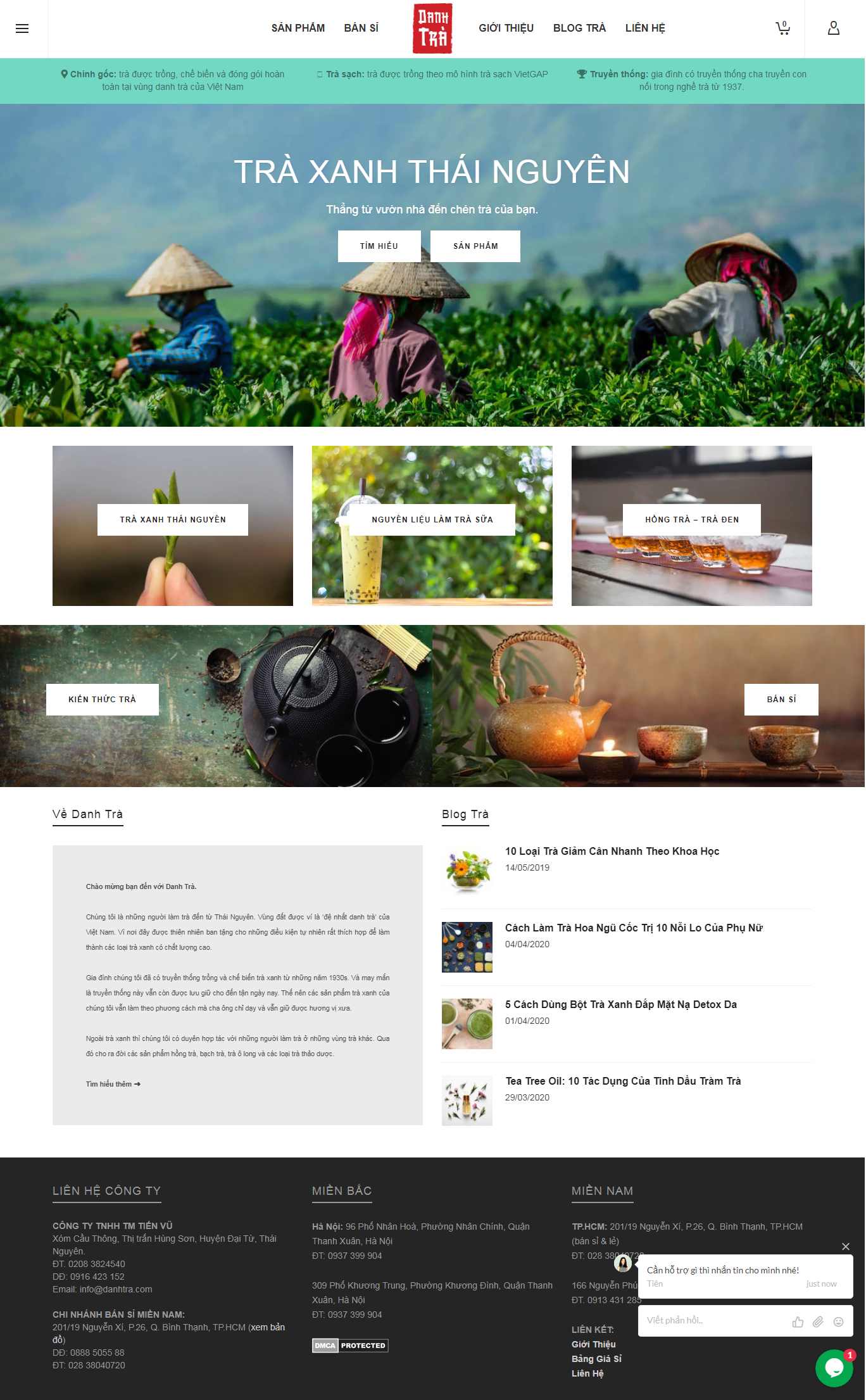 Thiết kế trang Web bán chè - danhtra.com