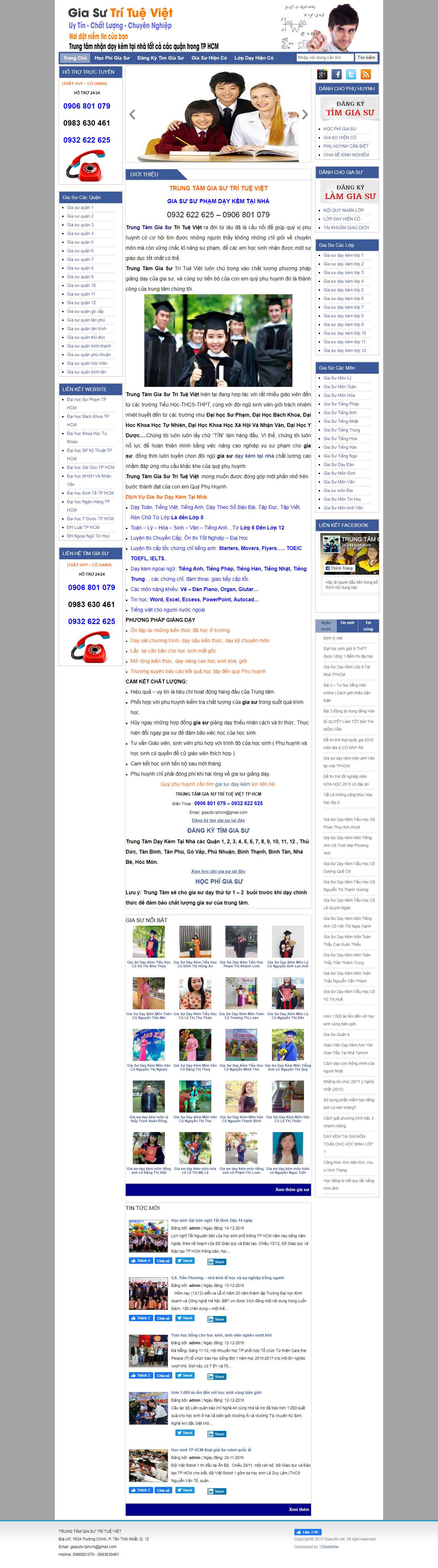 Thiết kế trang Web gia sư - giasuttv.net