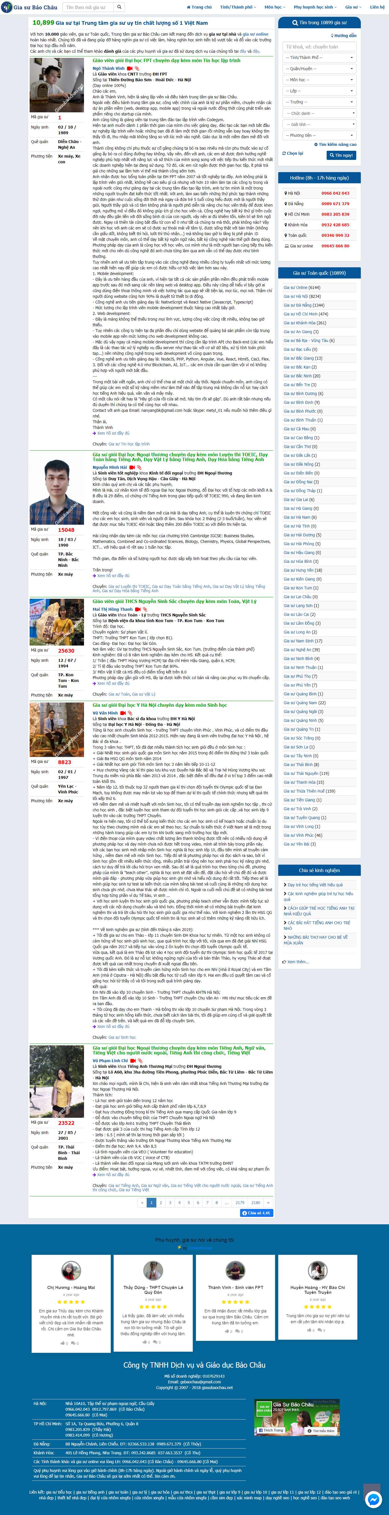 Thiết kế trang Web gia sư - giasubaochau.net