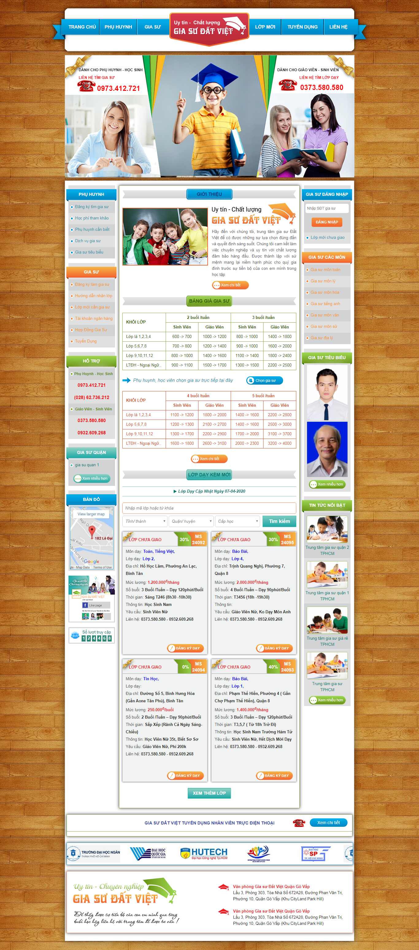 Thiết kế trang Web gia sư - giasudatviet.com