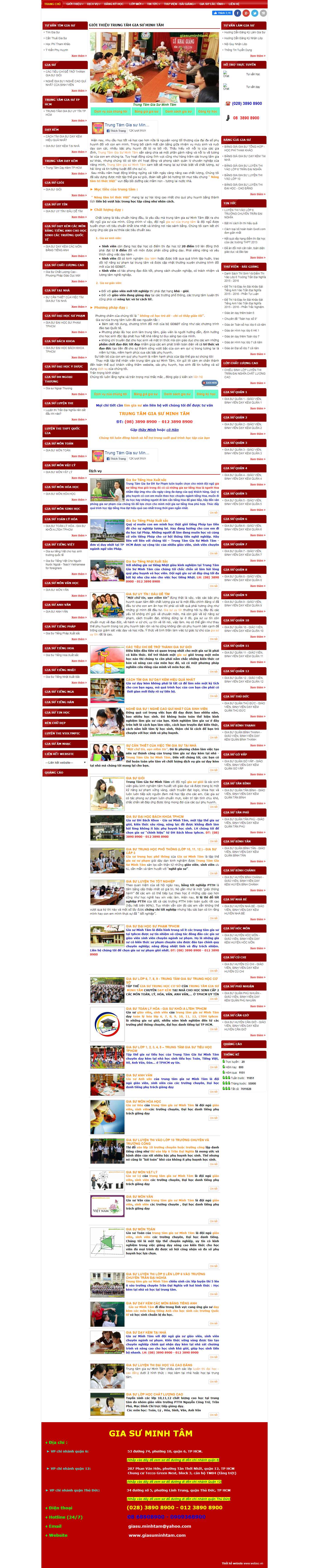 Thiết kế trang Web gia sư - giasuminhtam.com