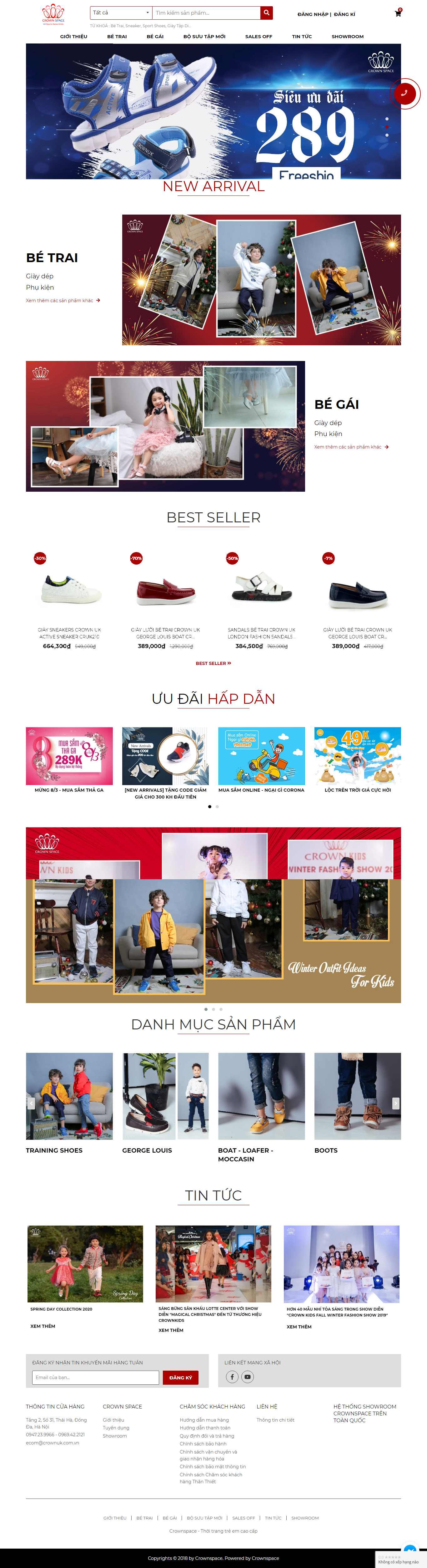 Thiết kế trang Web thời trang trẻ em - crownspace.vn