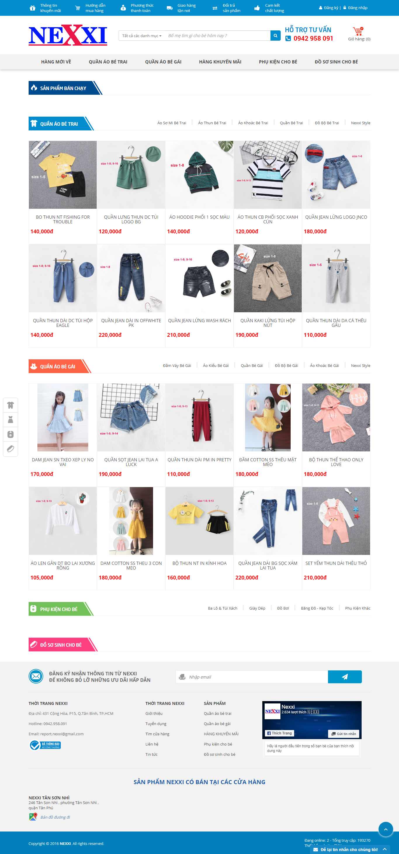 Thiết kế trang Web thời trang trẻ em - nexxi.vn