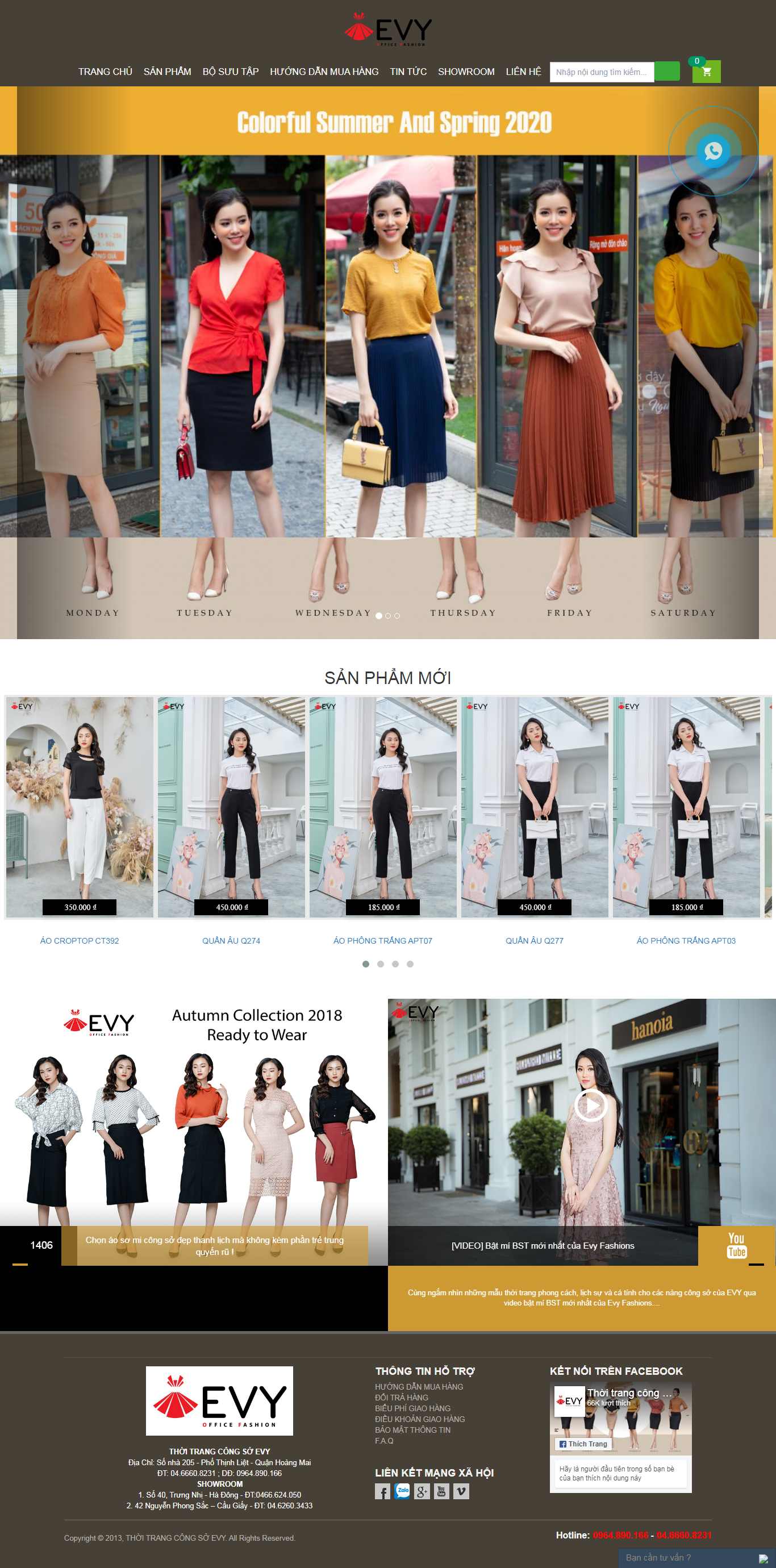 Thiết kế trang Web thời trang công sở - evy.com.vn