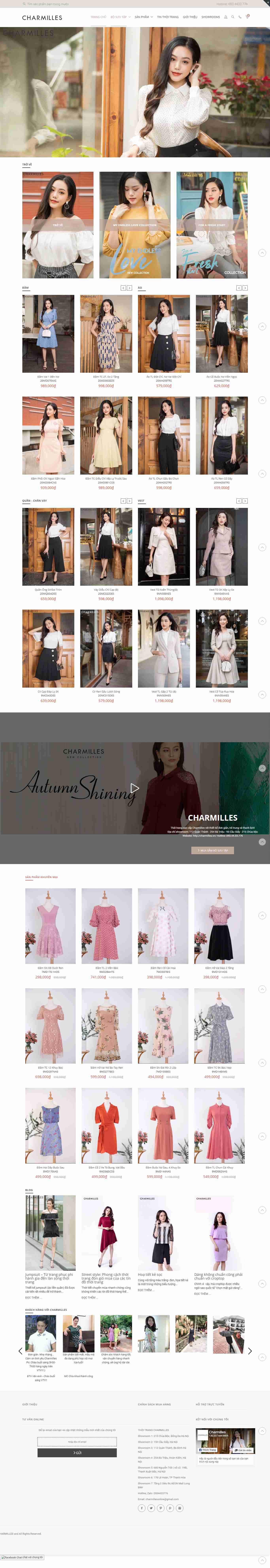 Thiết kế trang Web thời trang công sở - charmilles.vn