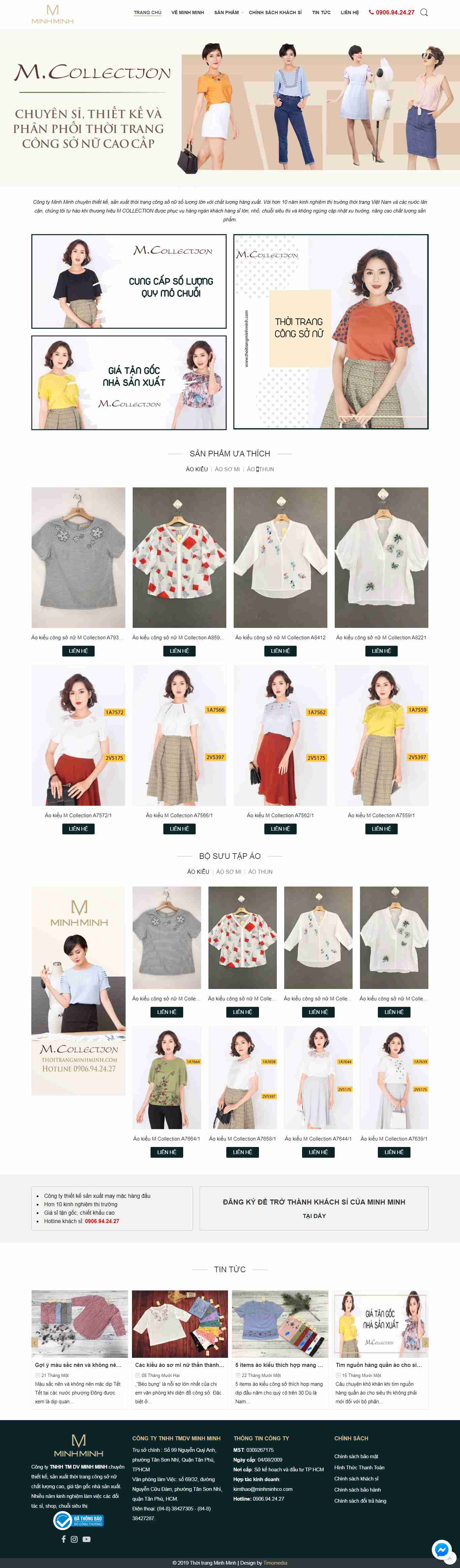 Thiết kế trang Web thời trang công sở - thoitrangminhminh.com