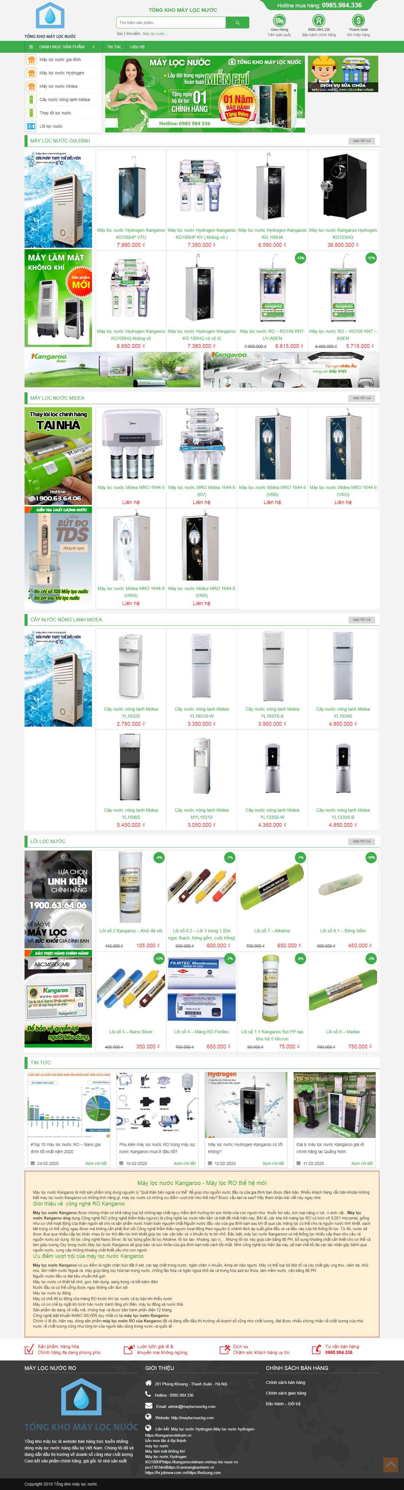 Thiết kế trang Web máy lọc nước - maylocnuockg.com