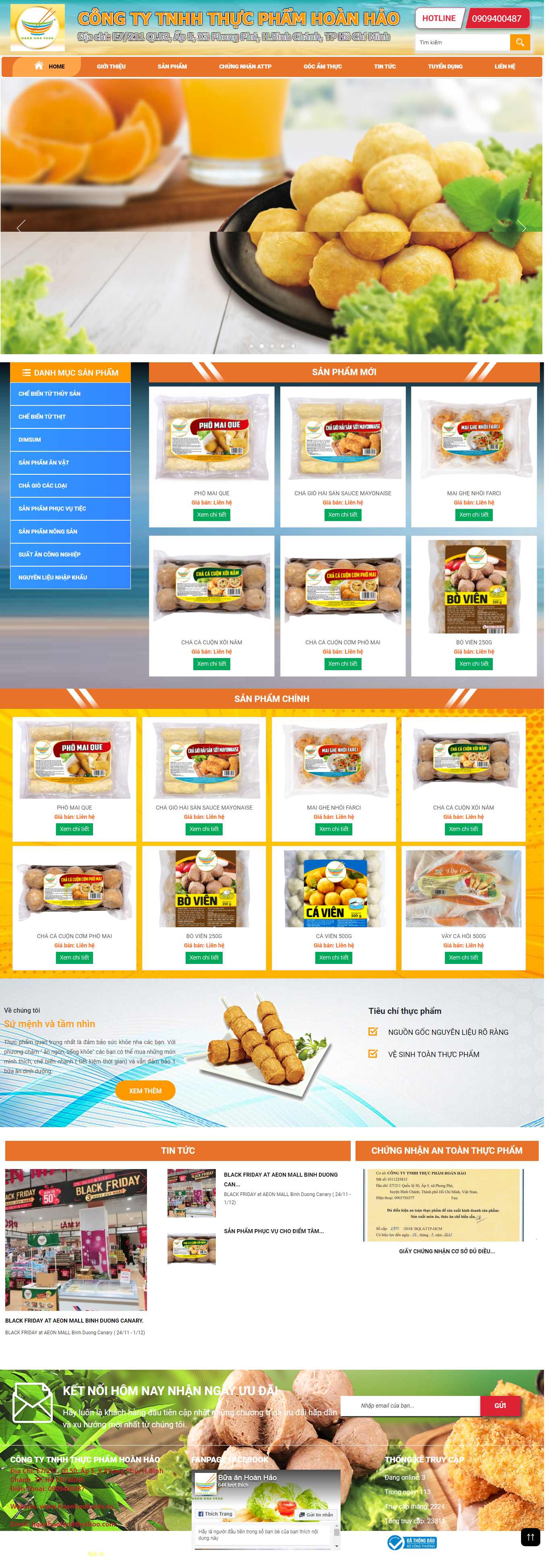 Thiết kế trang Web thực phẩm - hoanhaofoods.vn