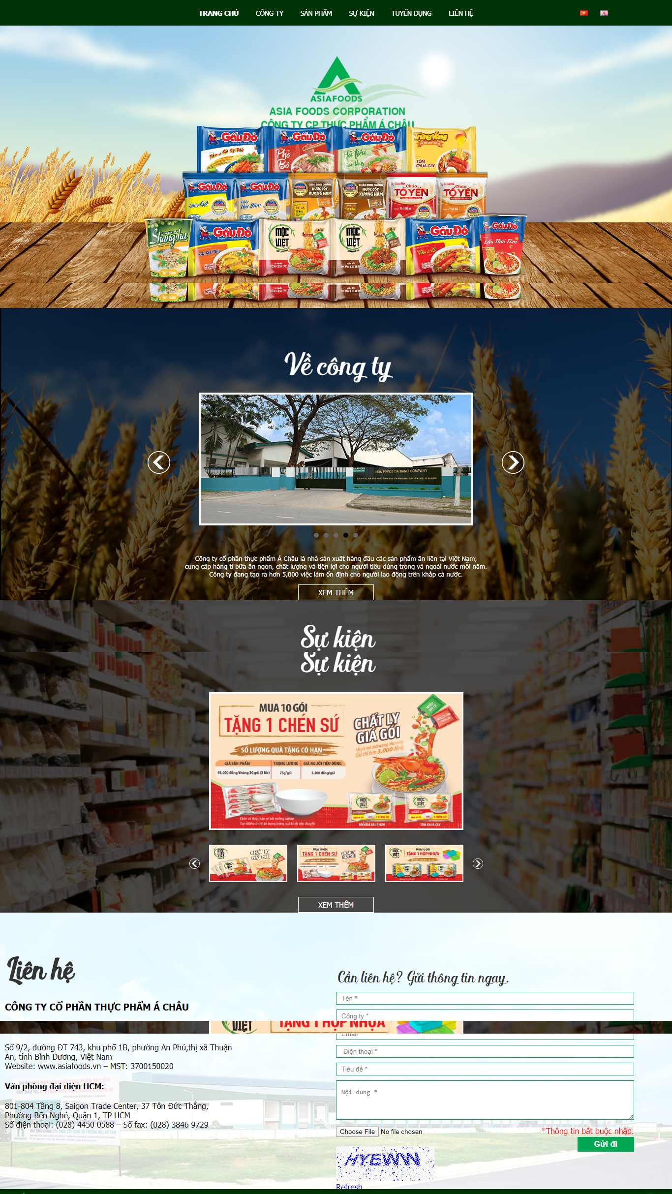 Thiết kế trang Web thực phẩm - www.asiafoods.vn