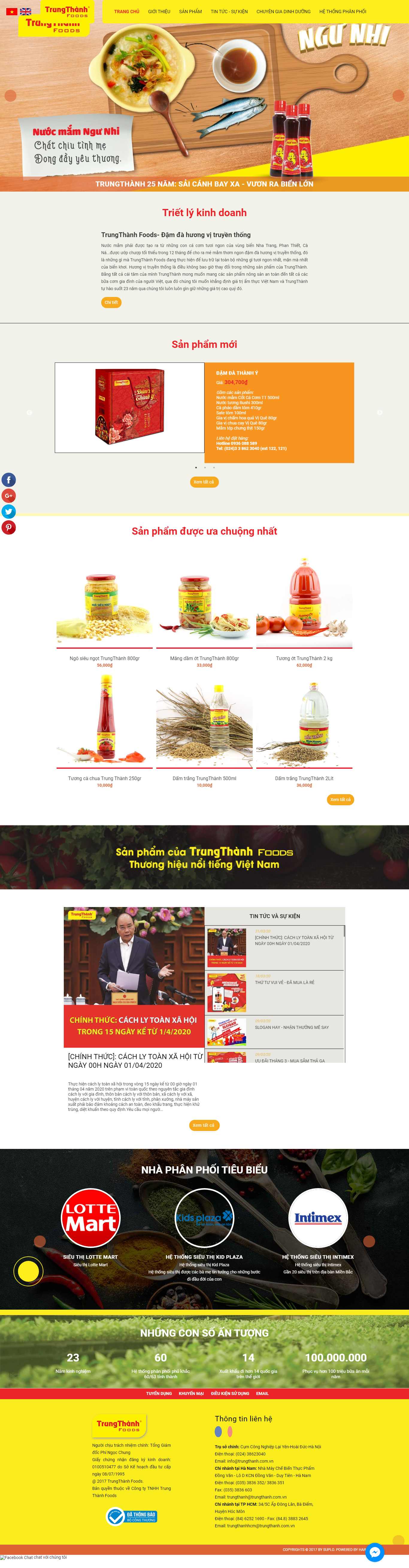 Thiết kế trang Web thực phẩm - trungthanh.com.vn