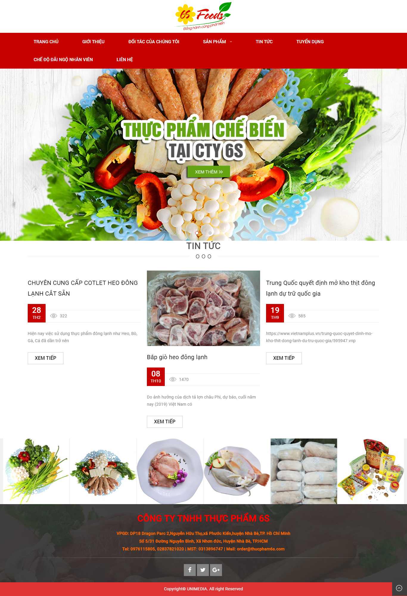 Thiết kế trang Web thực phẩm - www.thucpham6s.com