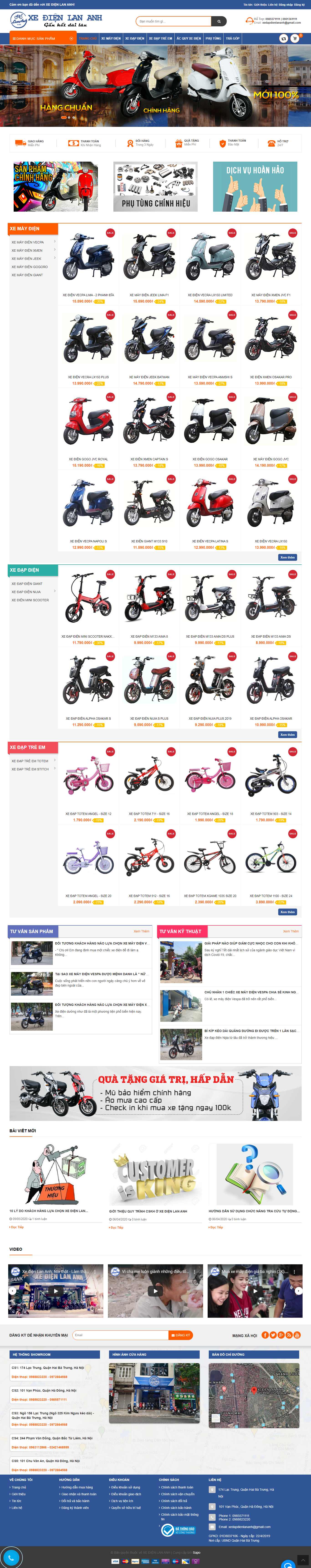 Thiết kế trang Web xe máy điện - xedienlananh.vn