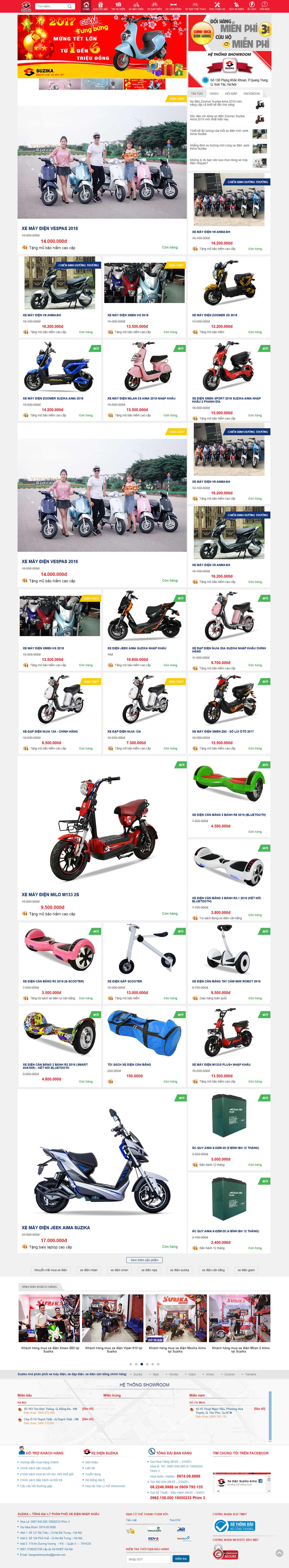 Thiết kế trang Web xe máy điện - suzikavn.com