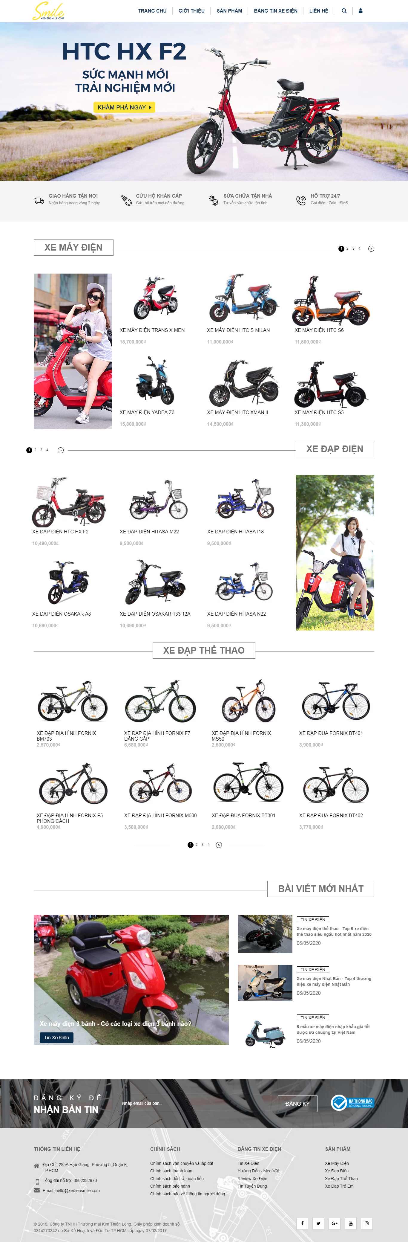 Thiết kế trang Web xe máy điện - xediensmile.com
