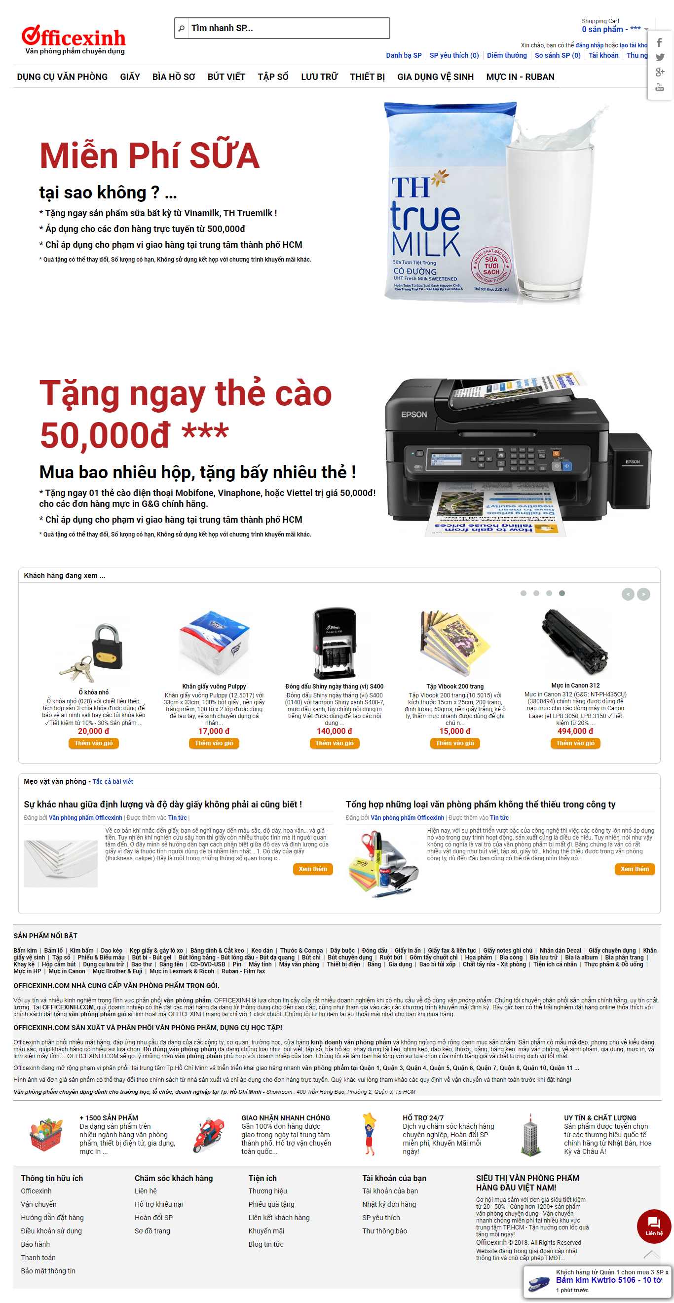 Thiết kế trang Web văn phòng phẩm - officexinh.com