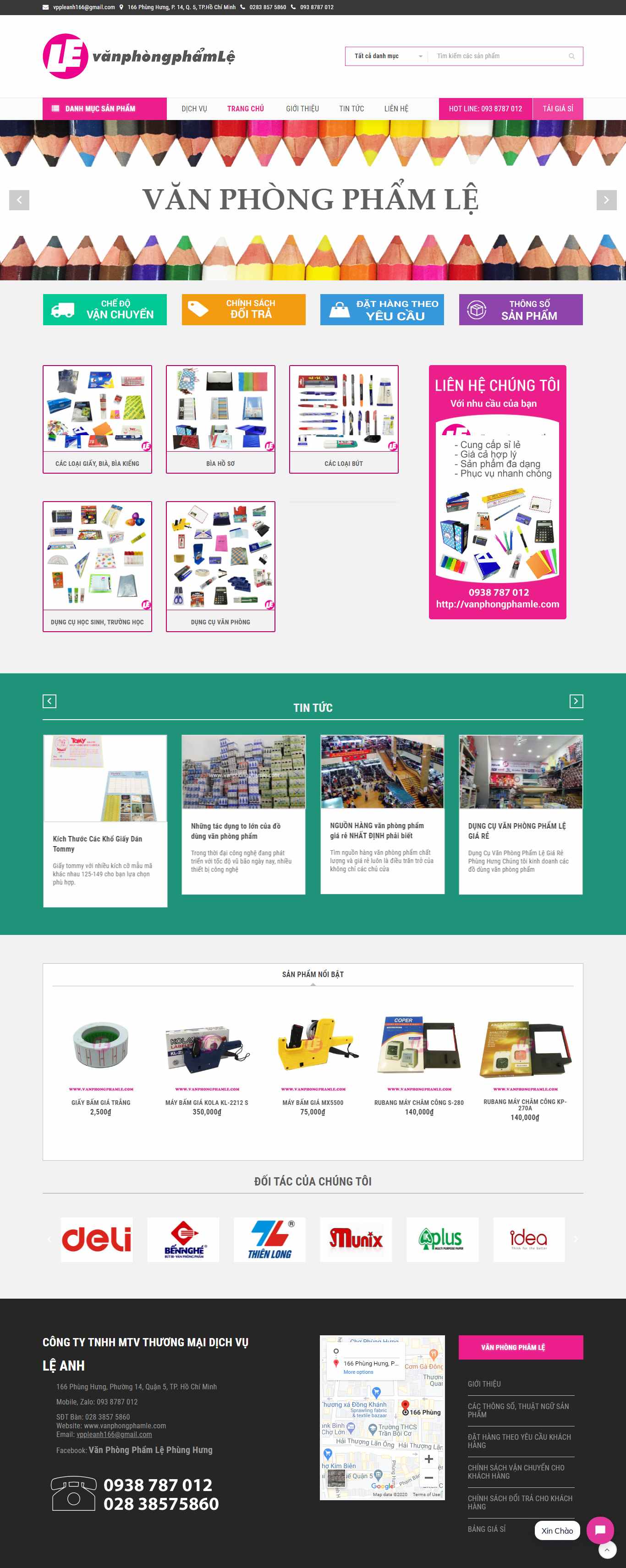 Thiết kế trang Web văn phòng phẩm - vanphongphamle.com