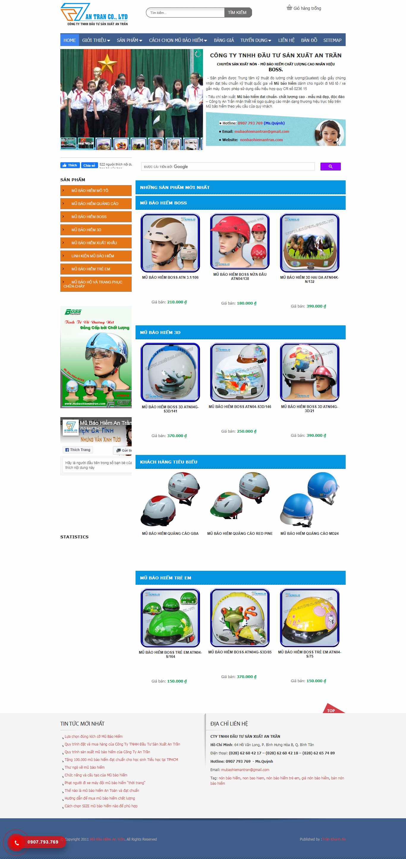 Thiết kế trang Web mũ bảo hiểm - mubaohiemantran.com