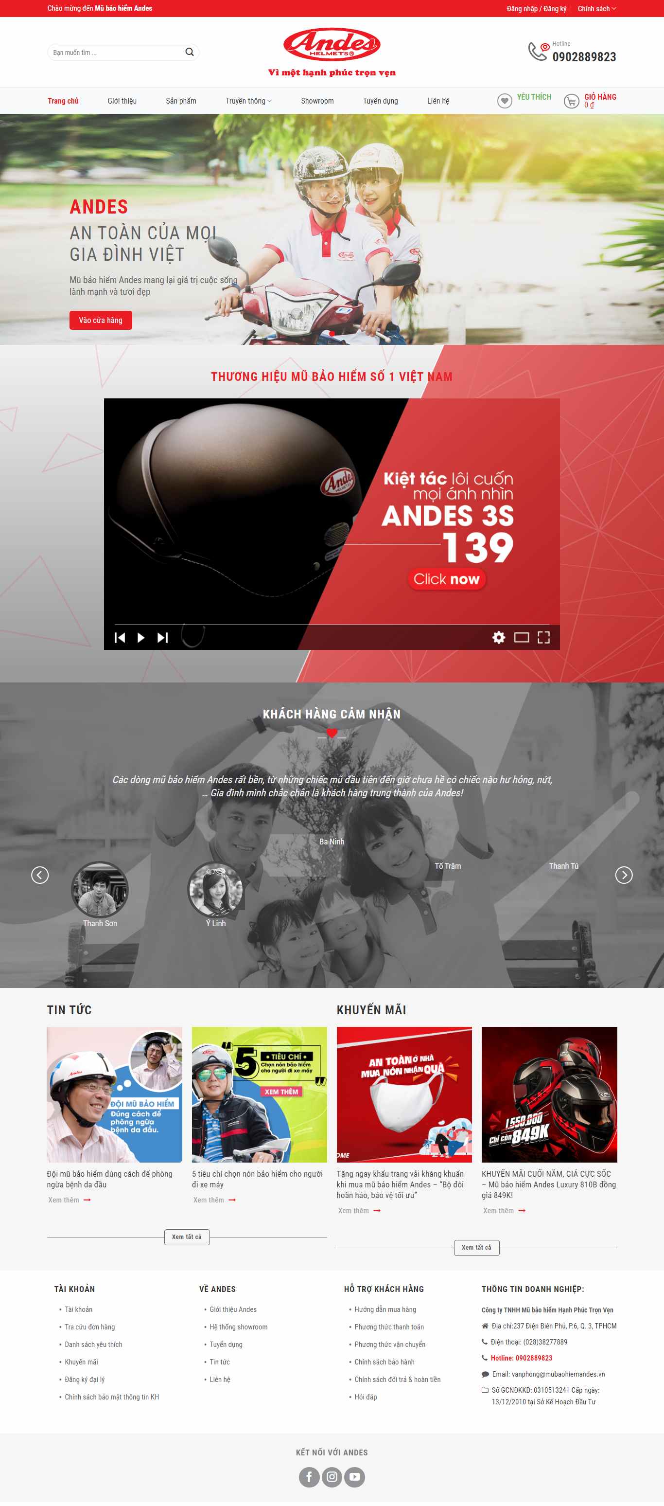Thiết kế trang Web mũ bảo hiểm - mubaohiemandes.vn