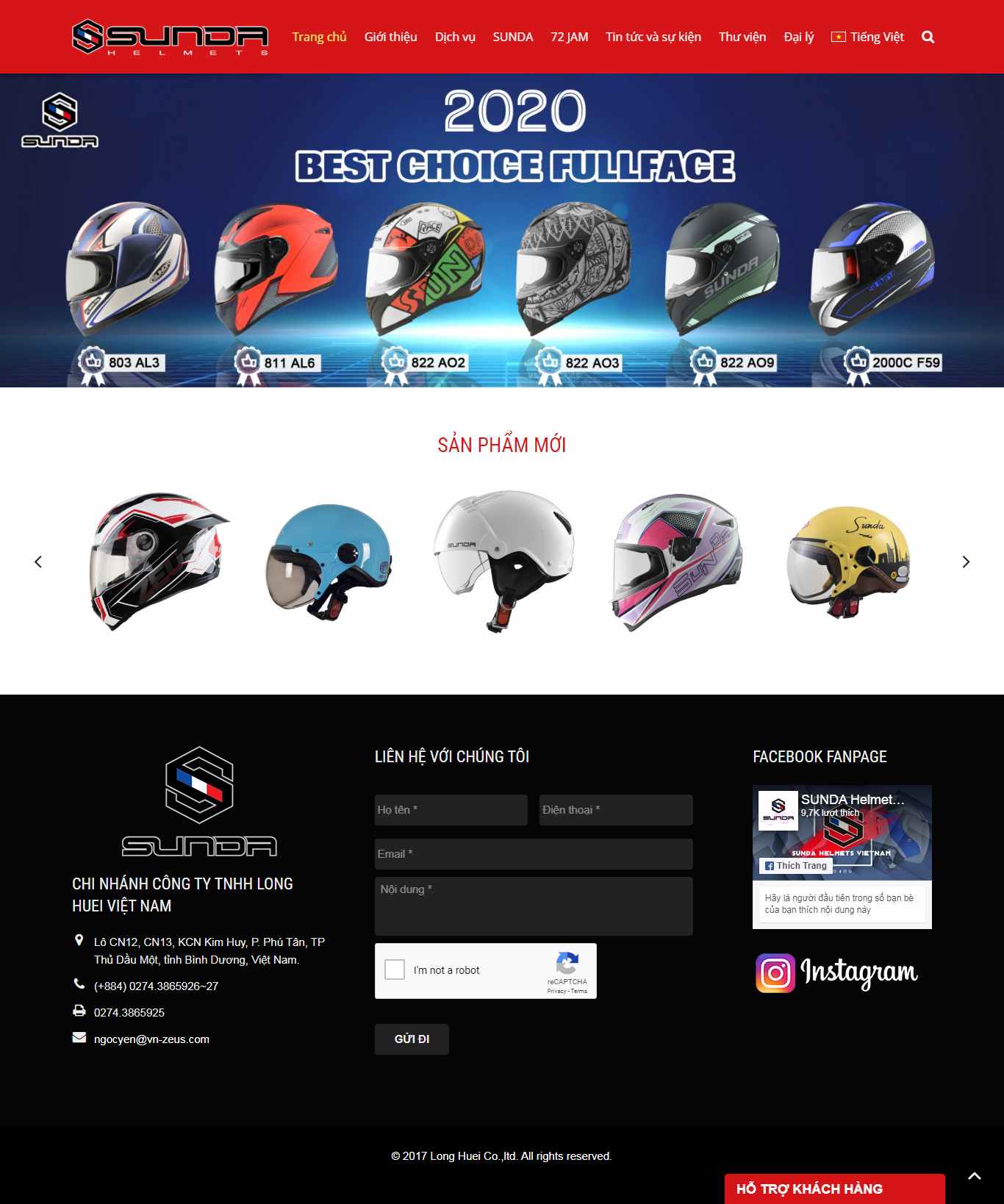 Thiết kế trang Web mũ bảo hiểm - sundahelmets.com.vn